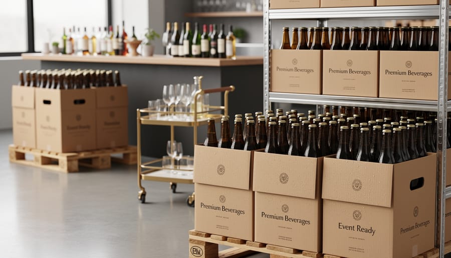 Bulk case of Topo Chico-like sparkling water bottles being placed into a shopping cart